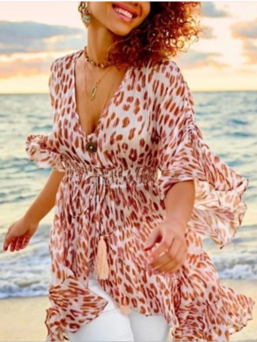 Venus Classic Cheetah Print Kimono Top Sz M - Picture 5 of 5